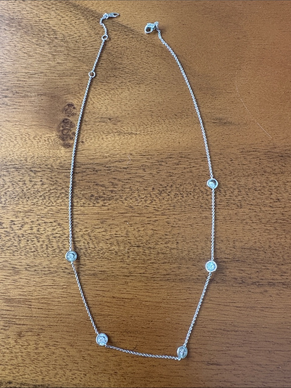 5 Diamond Silver Necklace